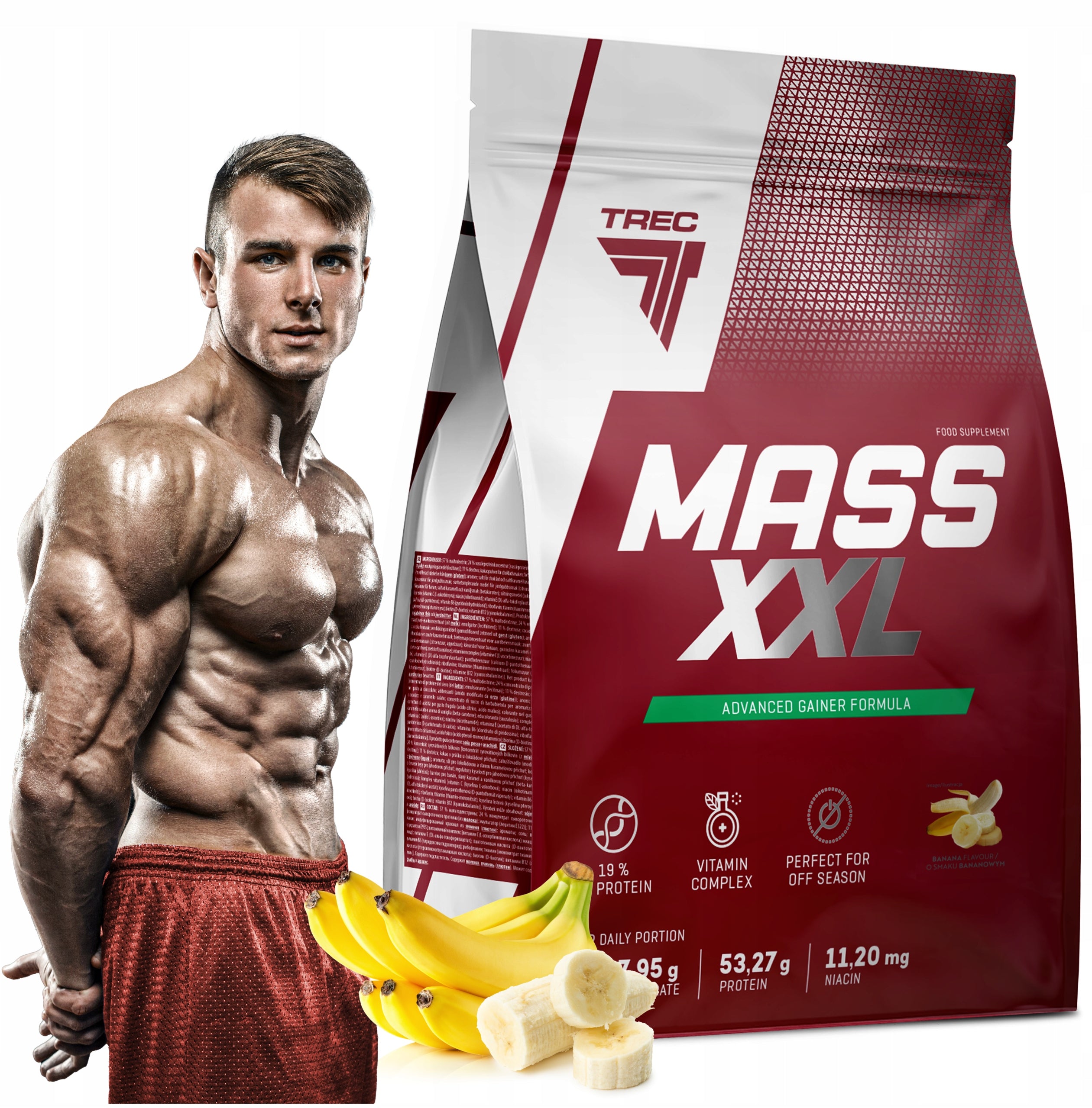 PROTEIN GAINER Trec Mass XXL 3000g Mega Mutant Mass CARBOHYDRATES LARGE 3kg