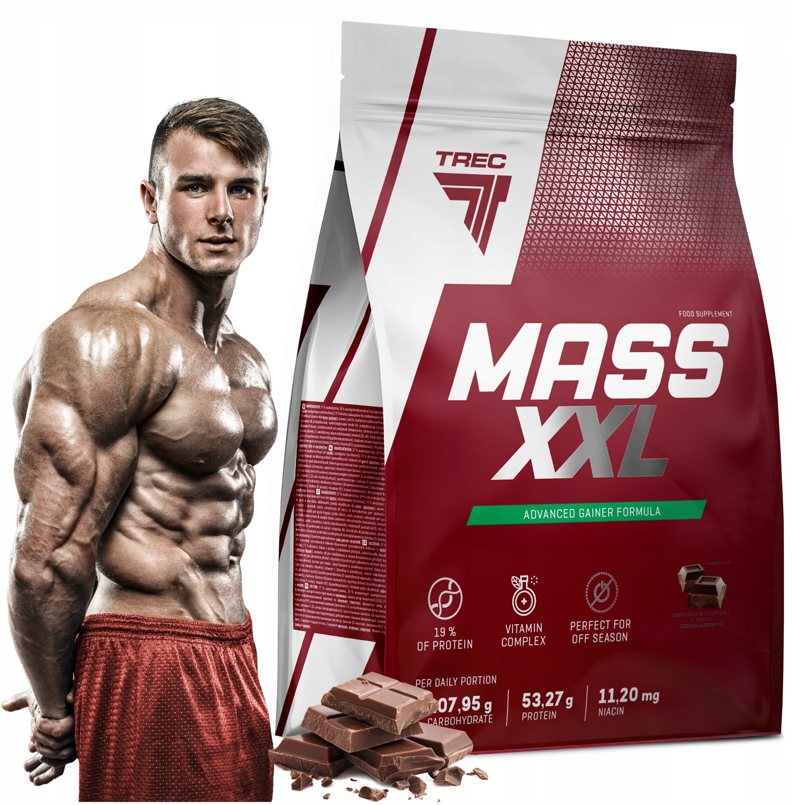 PROTEIN GAINER Trec Mass XXL 3000g Mega Mutant Mass CARBOHYDRATES LARGE 3kg