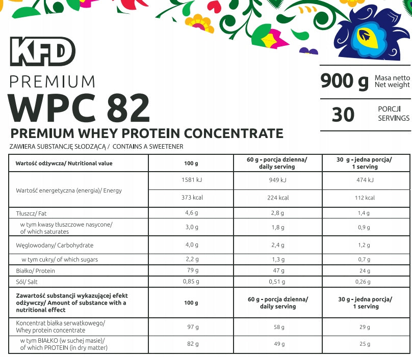 PROTEIN KFD PREMIUM WPC 82 900G VANILLA ICE CREAM FITNESS PROTEIN SUPPLEMENT Expiration date at least 1 year from the date of purchase