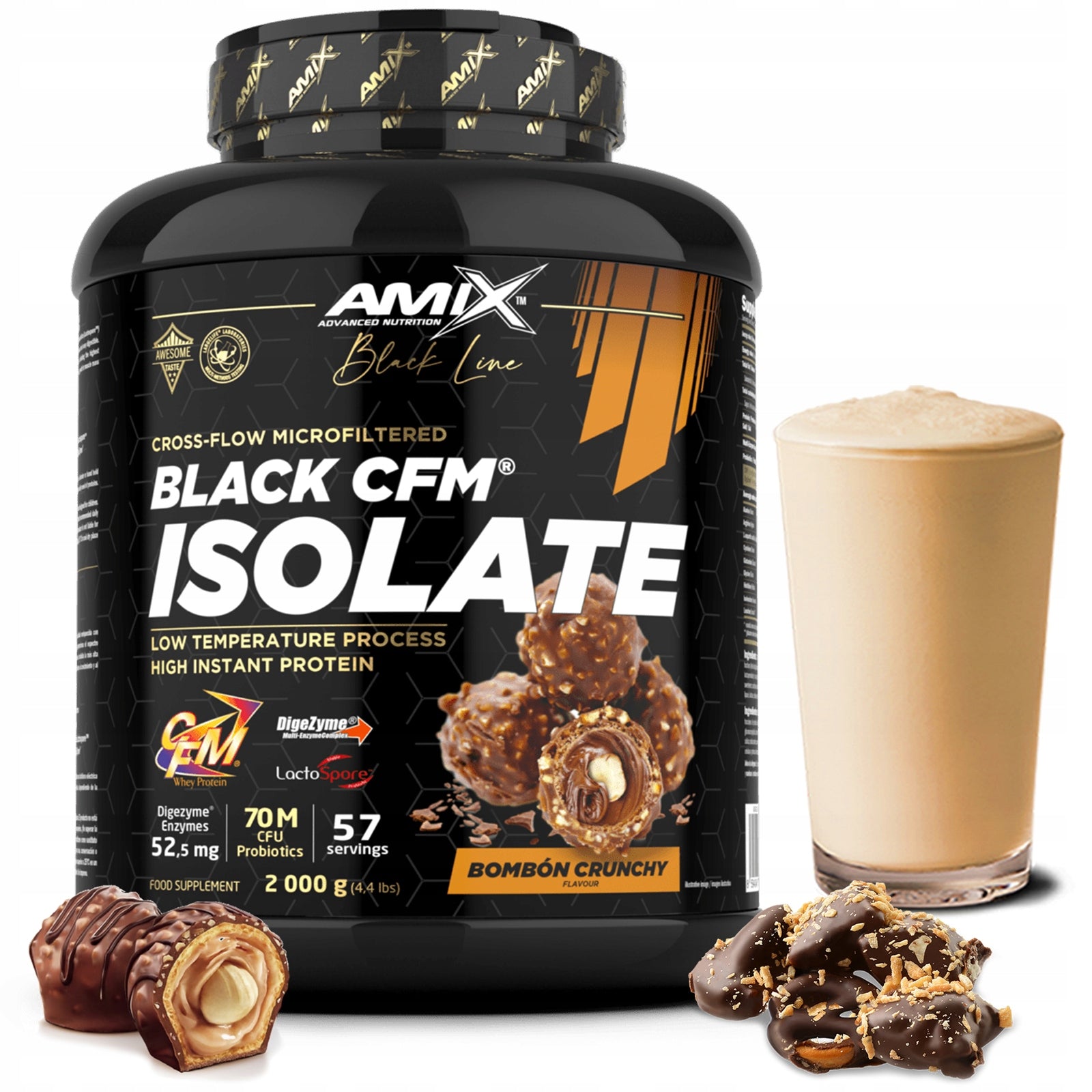 PROTEIN SUPPLEMENT 2KG Whey Protein Amix Black CFM IsoPrime - Pralines