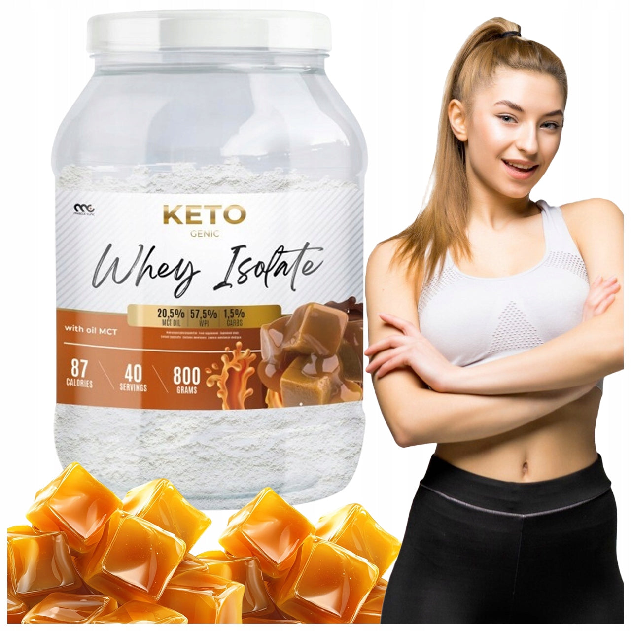 PROTEIN SUPPLEMENT KETO ISOLATE MUSCLE CLINIC KETO WHEY WPI 800 G CARAMEL