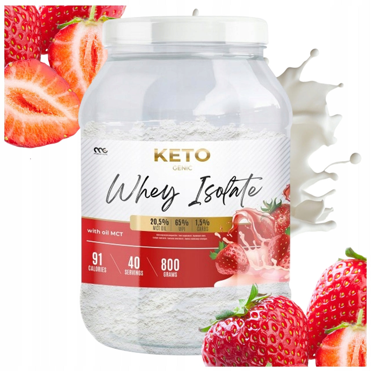 PROTEIN SUPPLEMENT KETO ISOLATE MUSCLE CLINIC KETO WHEY WPI 800 G STRAWBERRY