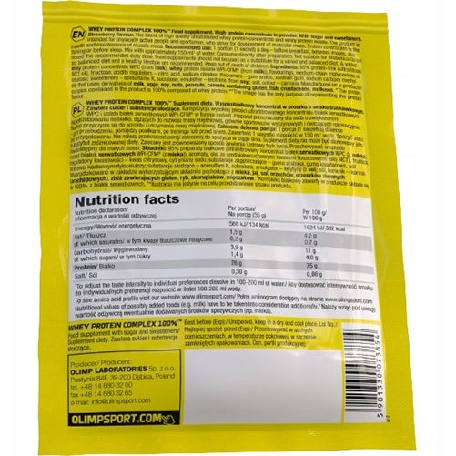 PROTEIN SUPPLEMENT Olimp WPC 100% one serving 35g DUBAI CHOCOLATE Packaging status original