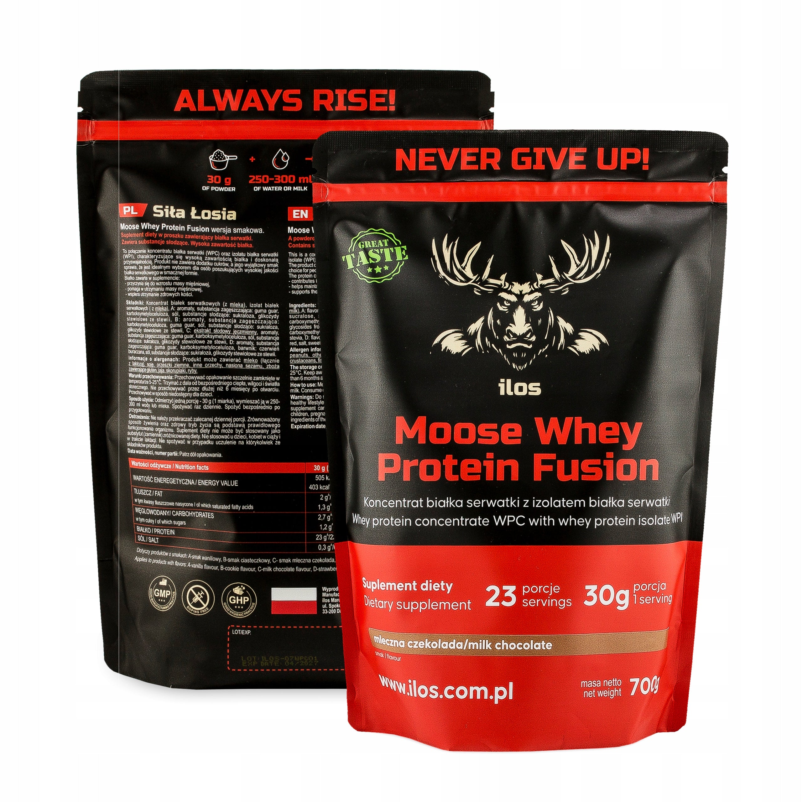 PROTEIN SUPPLEMENT WPI ISOLATE WHEY WPC CONCENTRATE 700 g chocolate ilos Expiration date at least 1 year from the date of purchase