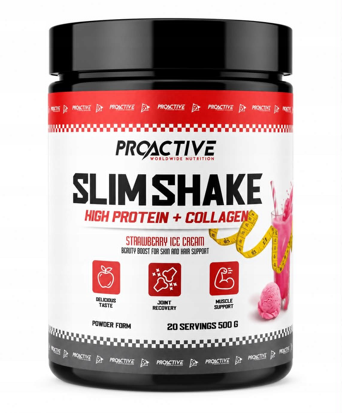 PROTEIN WPC concentrate COLLAGEN amino acid ProActive Slim Shake 500g STRAWBERRY Expiration date not specified