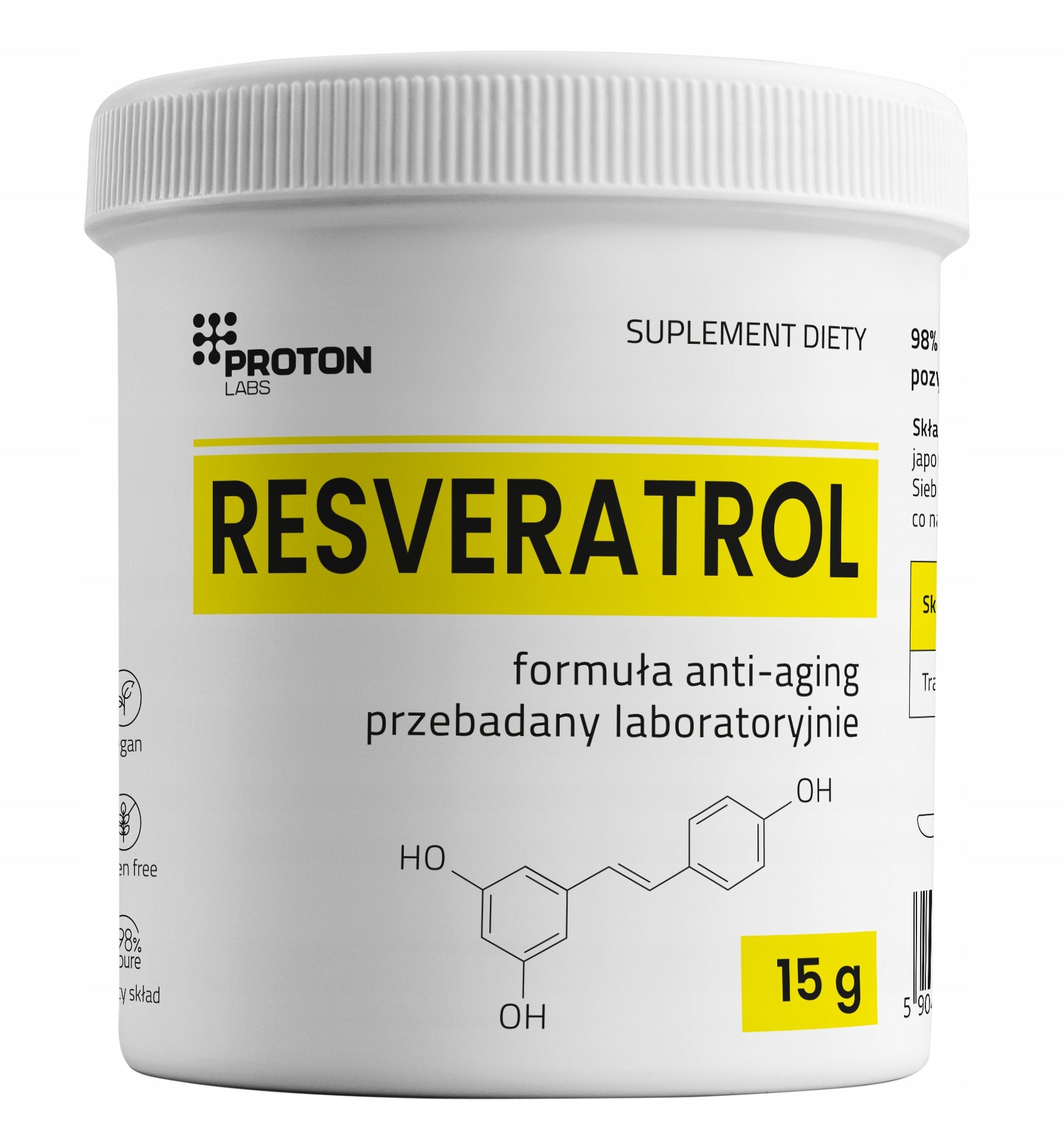 PROTON LABS RESVERATROL 99% pure powder | 15g resveratrol