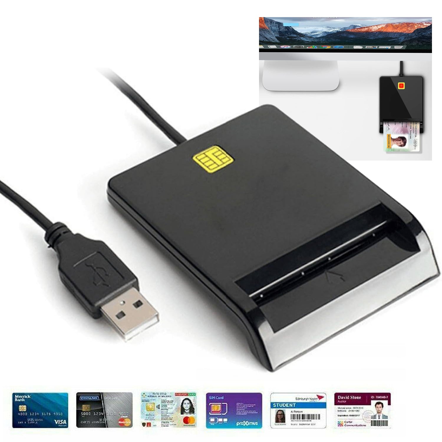 PROXIMITY SMART USB CHIP E-PROOF READER COMPATIBLE WITH SIM AND ID
