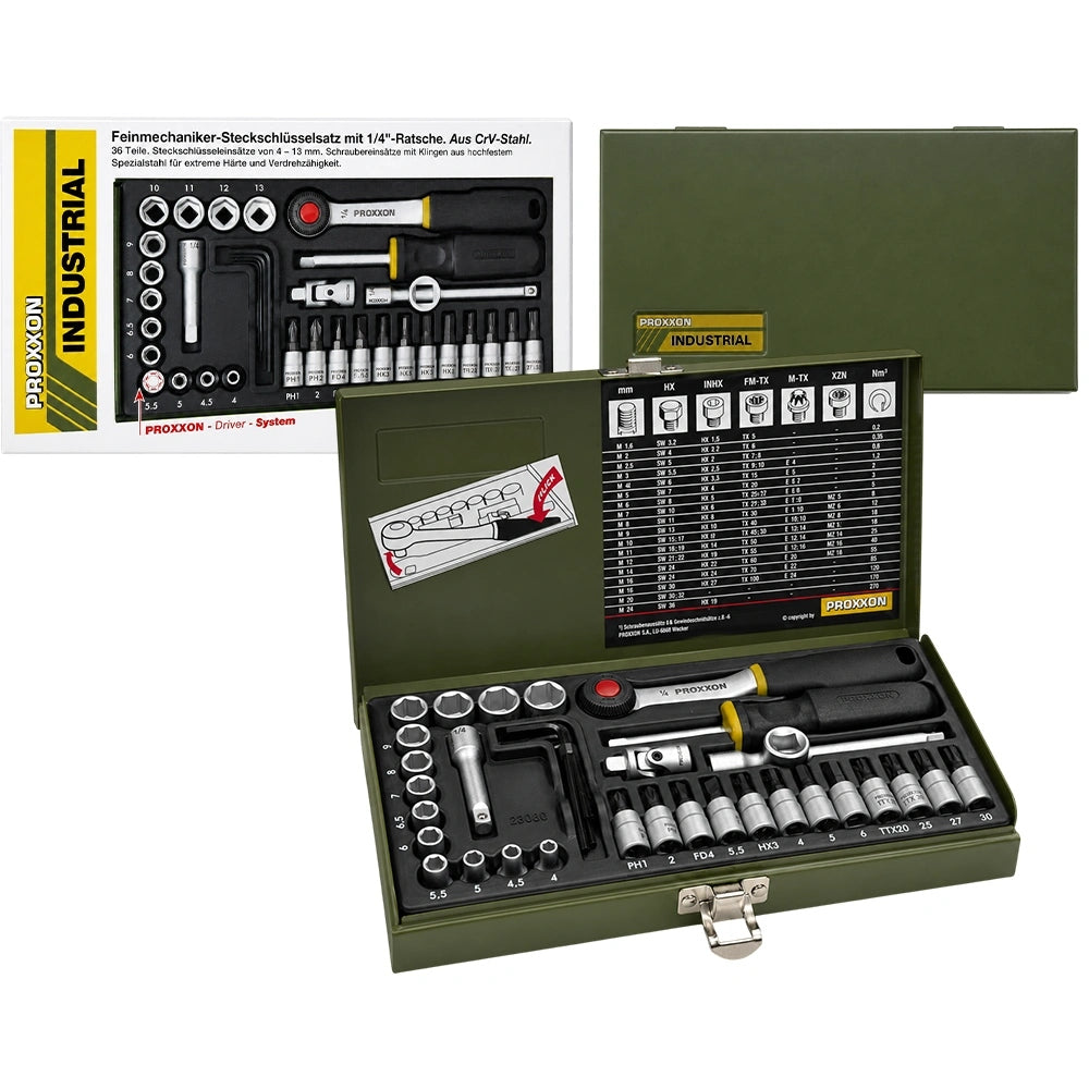 PROXXON Precision Wrench Set 1/4 PR23080 36 ele.