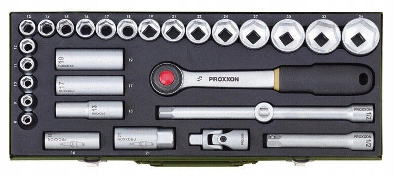 PROXXON Set of socket wrenches RATCHET 1/2 CAPS 8-34mm 29 pcs 23000 Packaging status original