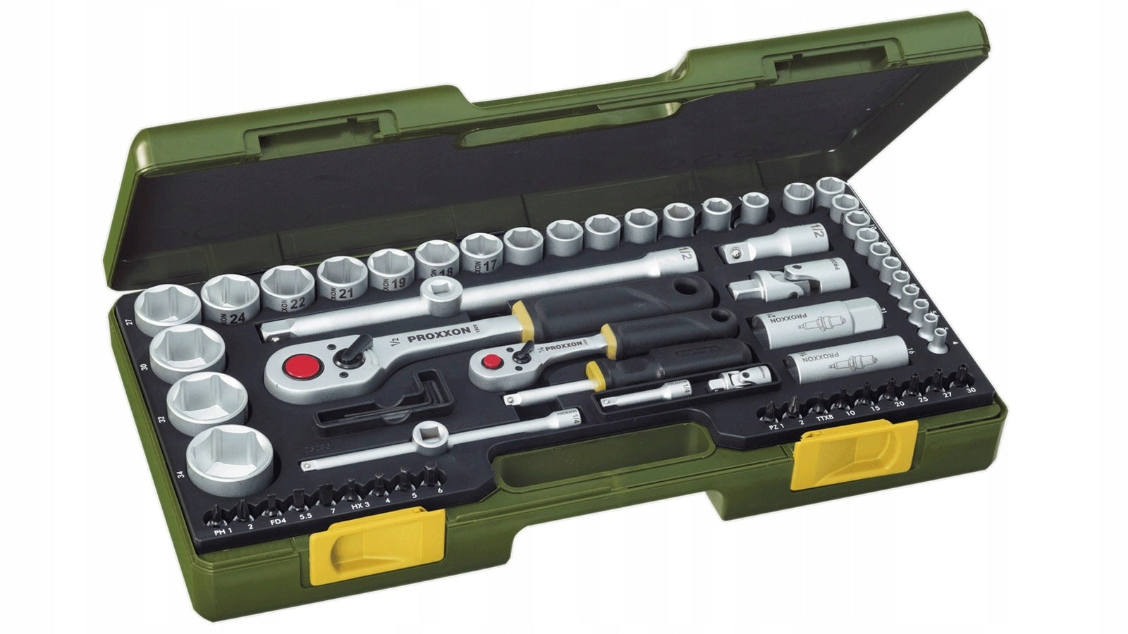 PROXXON Socket wrench set 1/2" and 1/4" 65 elements PR23286 Suitcase Brand Proxxon