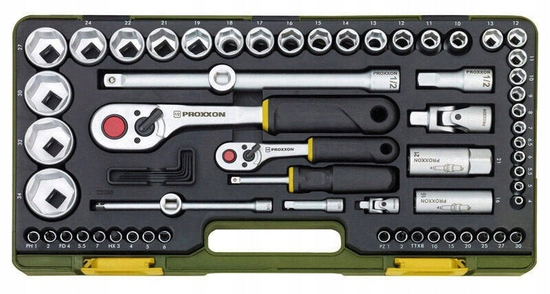 PROXXON Socket wrench set 1/2" and 1/4" 65 elements PR23286 Suitcase Manufacturer code 23286