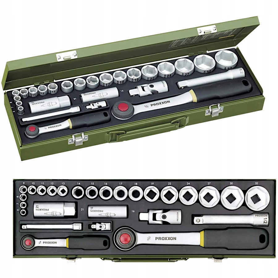 PROXXON Socket wrenches ratchet 1/2 and 1/4 inch wrench set 27el. 23020