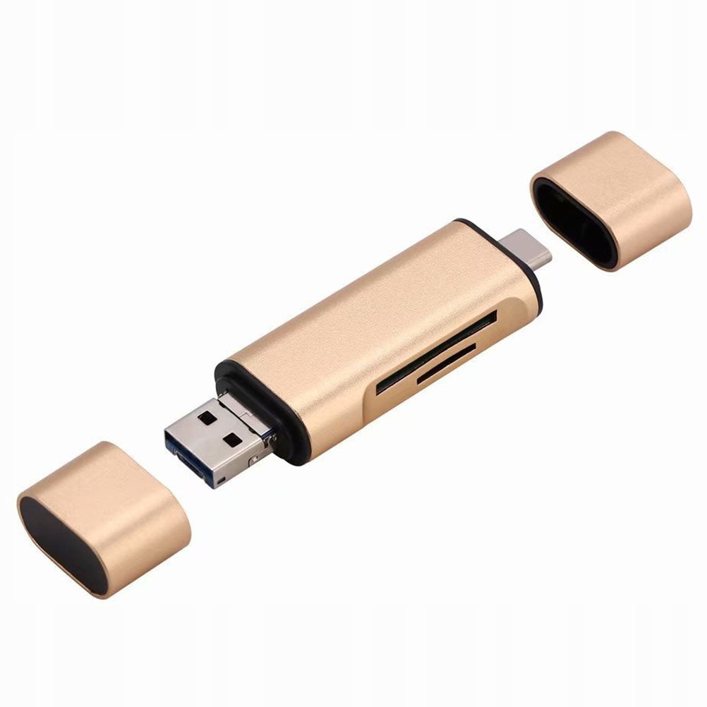 PRZENOŚNY CZYTNIK KART USB TYPE-C ZŁOTY DO LAPTOPA I TELEFONU