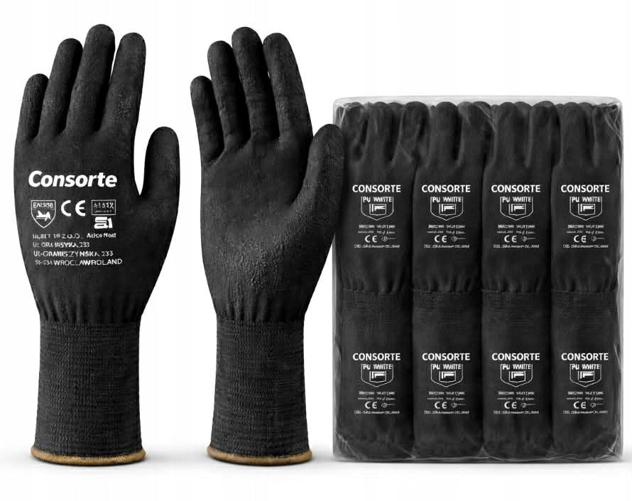 PU polyurethane gloves black BLACK 12 pairs size 9 BHP