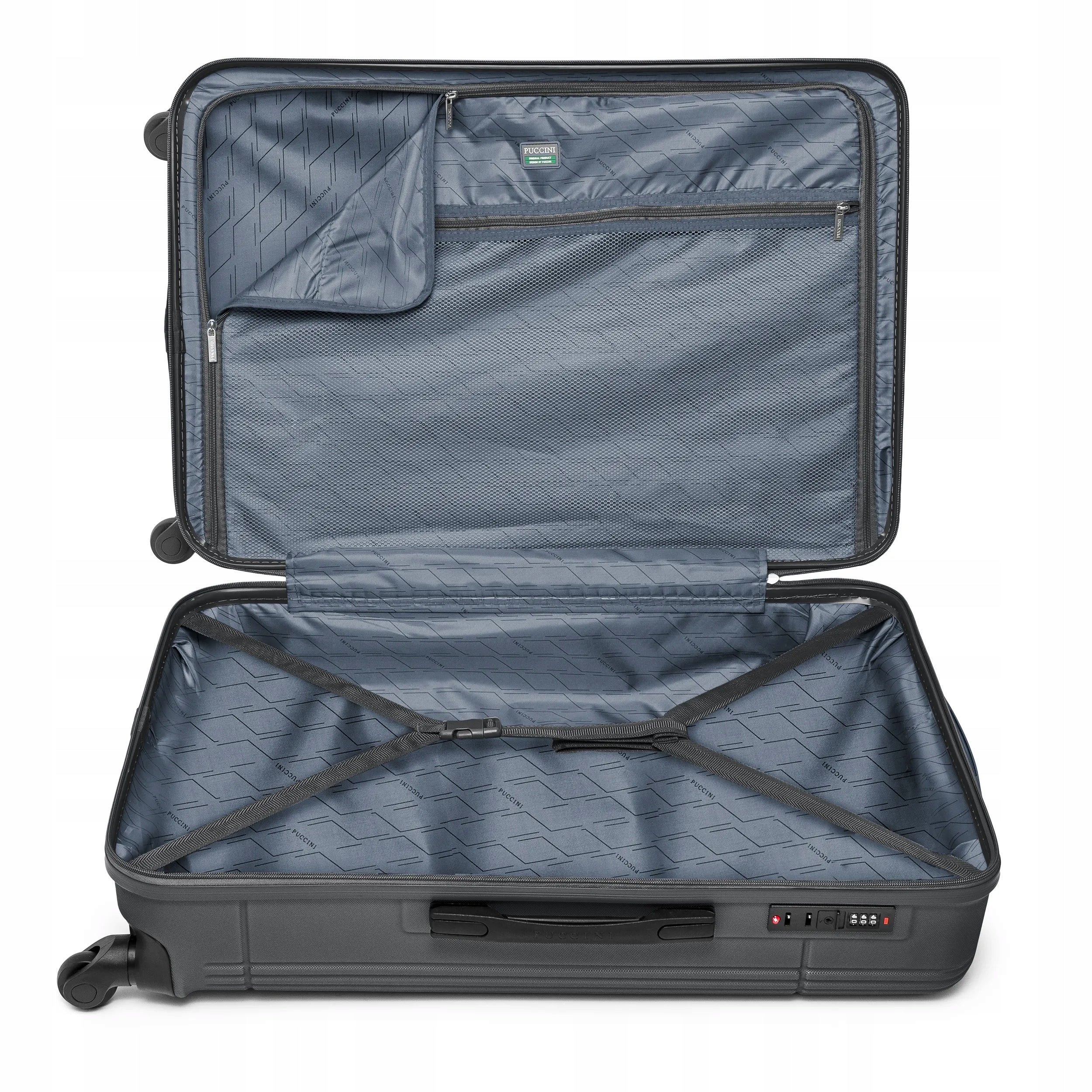 PUCCINI Large Travel Suitcase On Wheels Hard ABS Black ABS029A-1 Kind hard