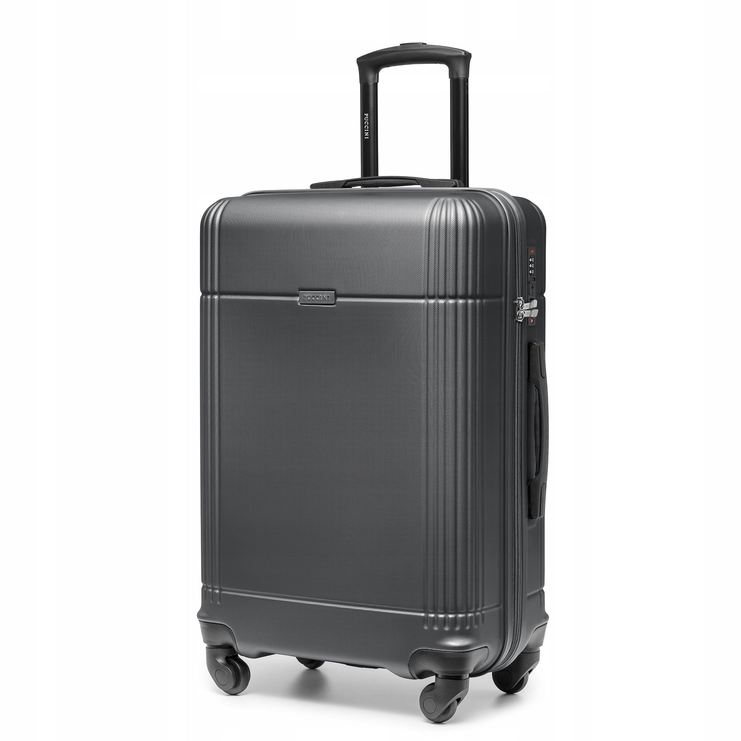 PUCCINI Medium Travel Suitcase On Wheels Hard ABS Black ABS029B-1