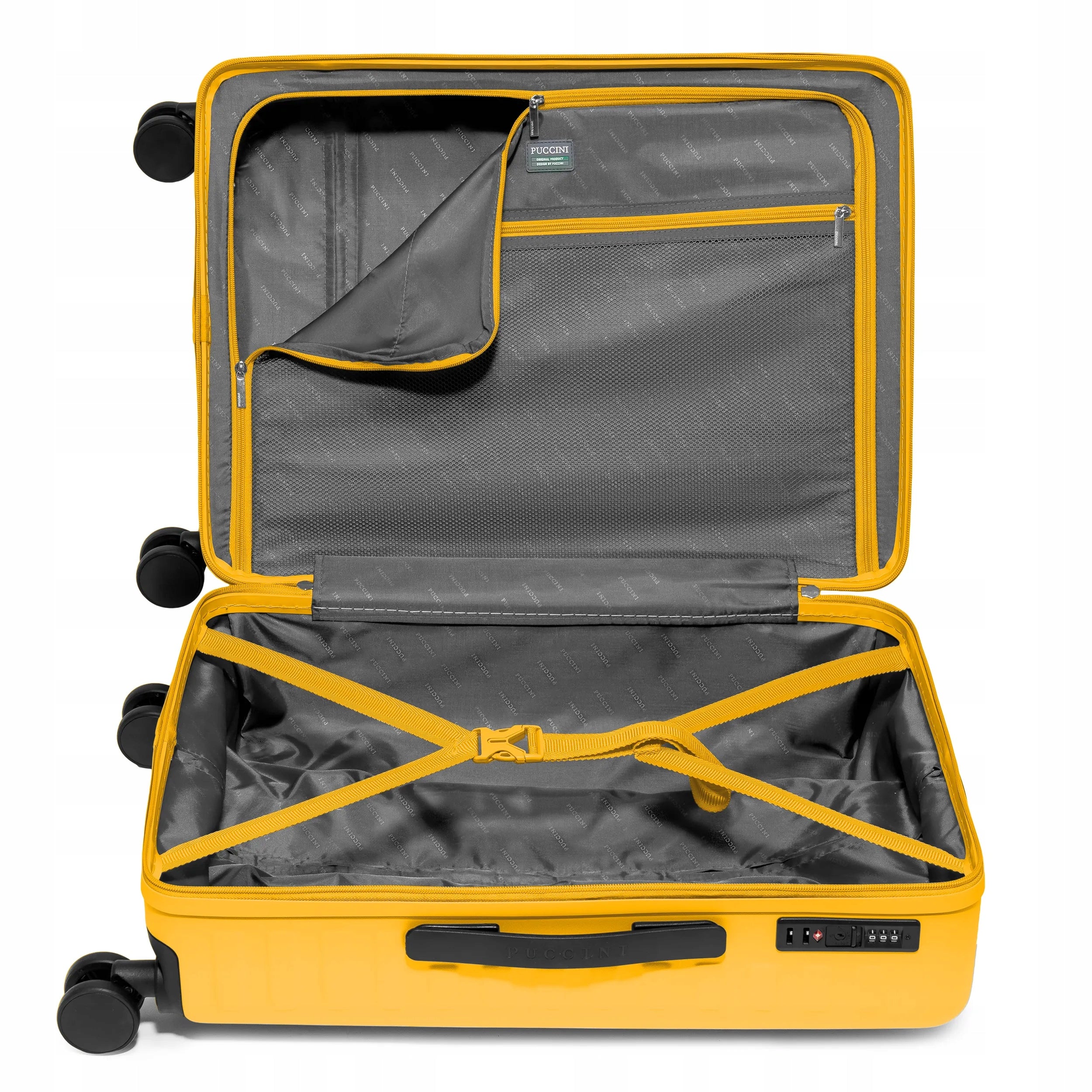 PUCCINI Medium Travel Suitcase On Wheels Polycarbonate Yellow PC035B-6D Model PC035B-6D