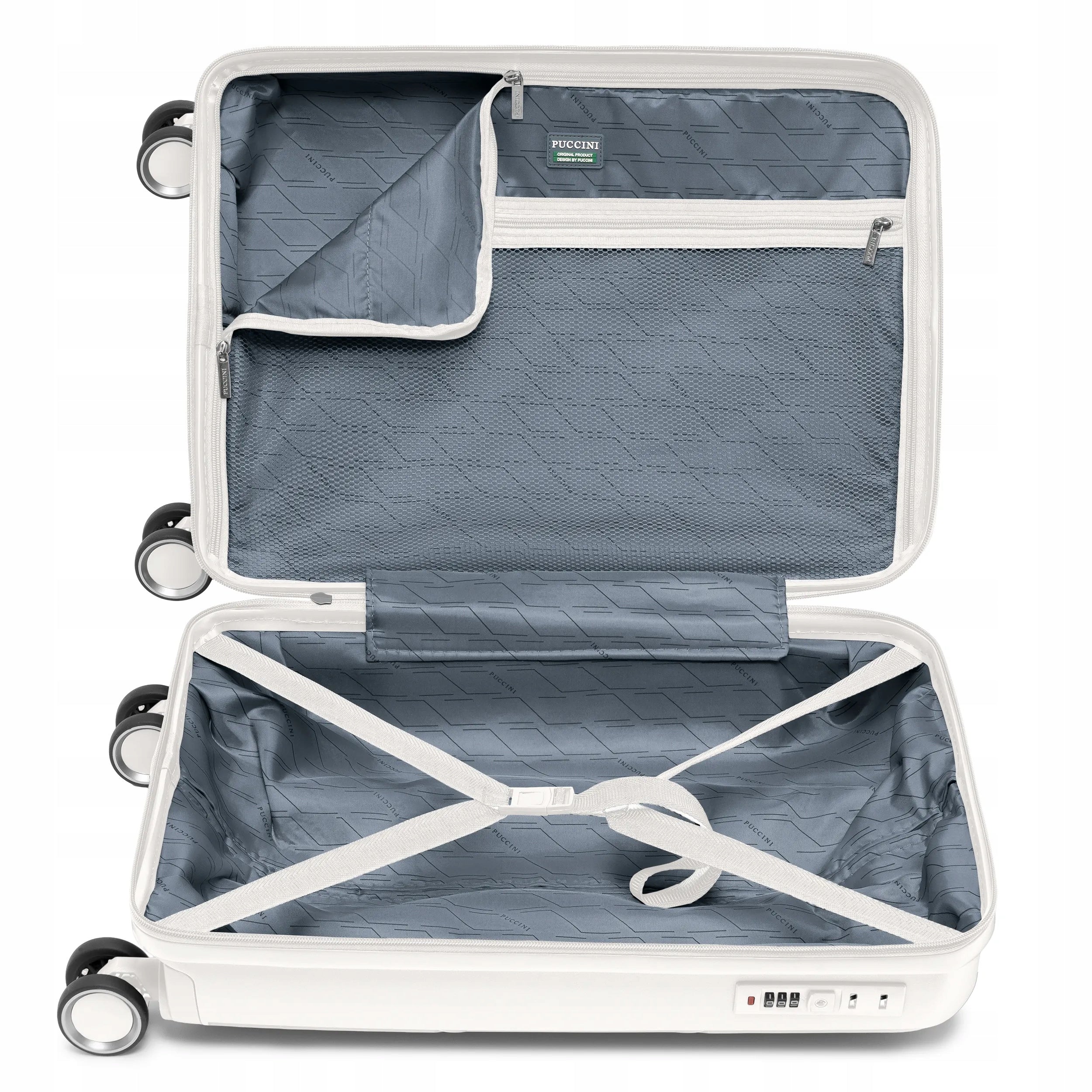 PUCCINI Travel Cabin Suitcase Hard On Wheels PP White PP029C-0 Model PP029C-0