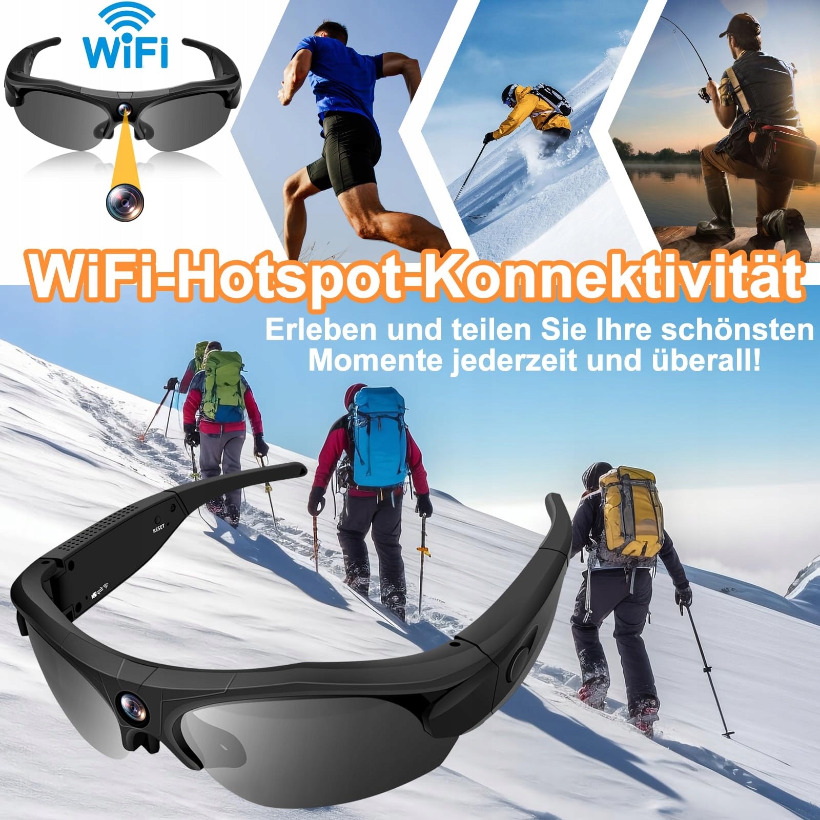 PUDET LUO Camera Glasses WiFi 4K 120° Lens Sports Camera Action Brand no brand