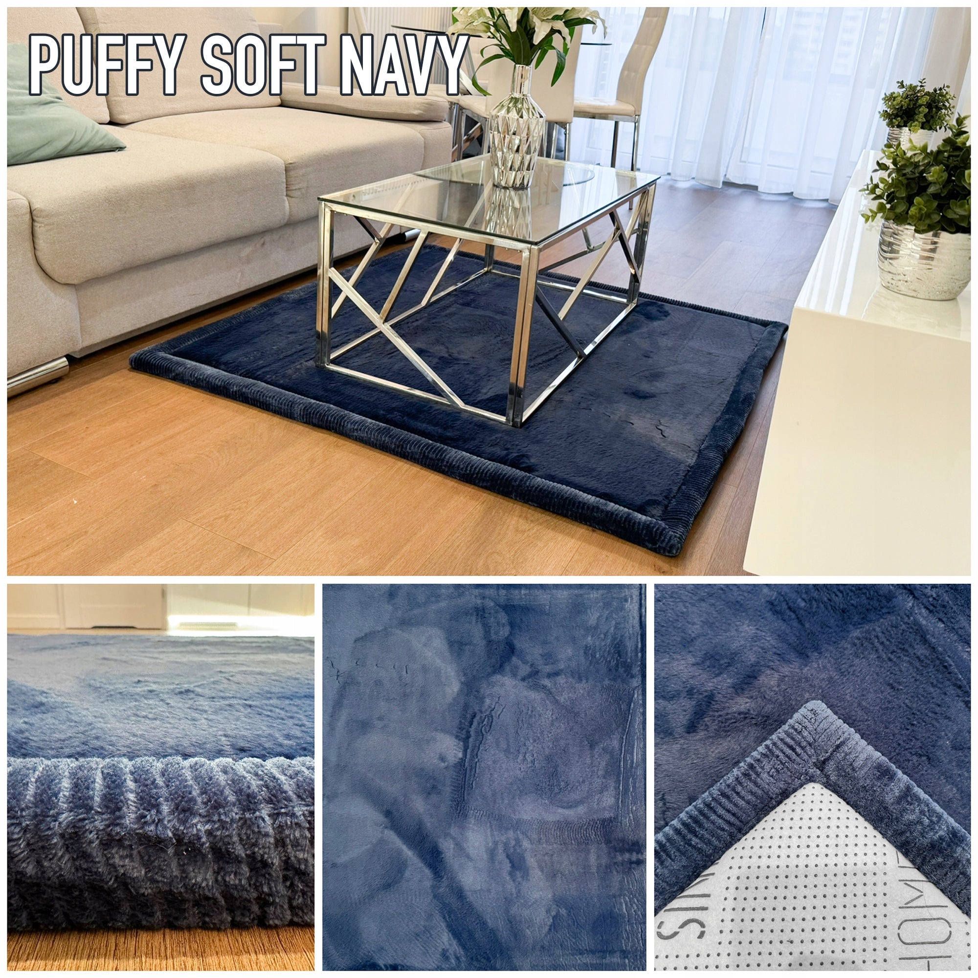 PUFFY SOFT CARPET 120X120 SOFT RABBIT THICK MODERN ANTI-SLIP Length 120 cm