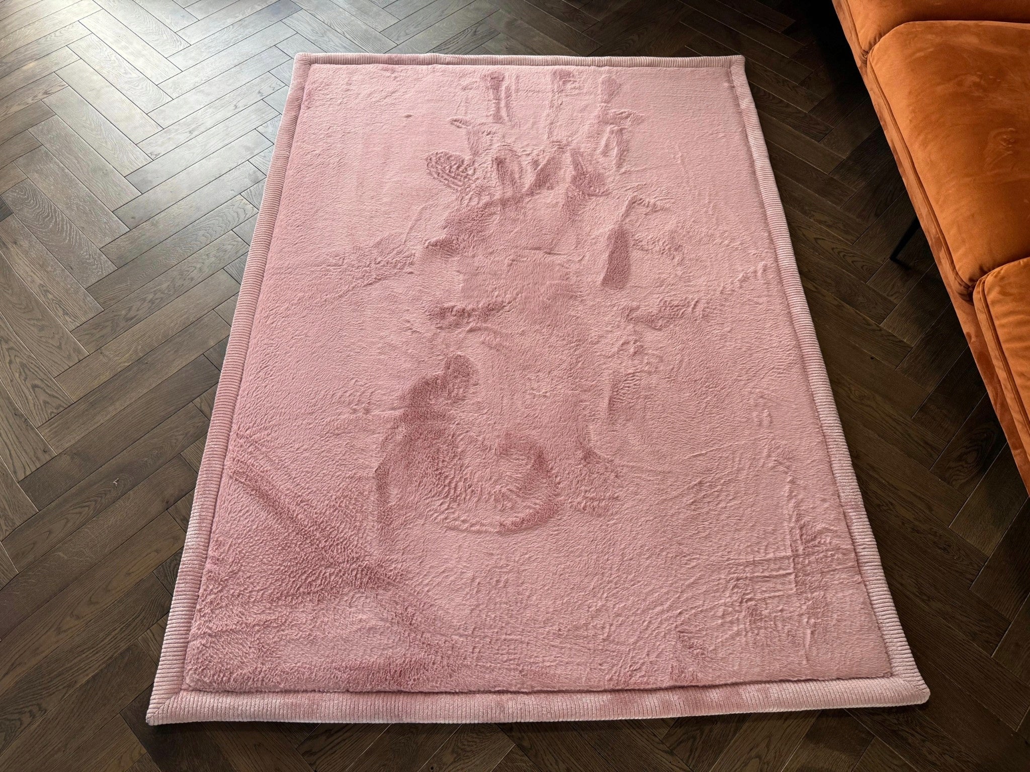 PUFFY SOFT PINK CARPET RABBIT 120X160 - THICK, PERFECT FOR ANY INTERIOR Length 160 cm