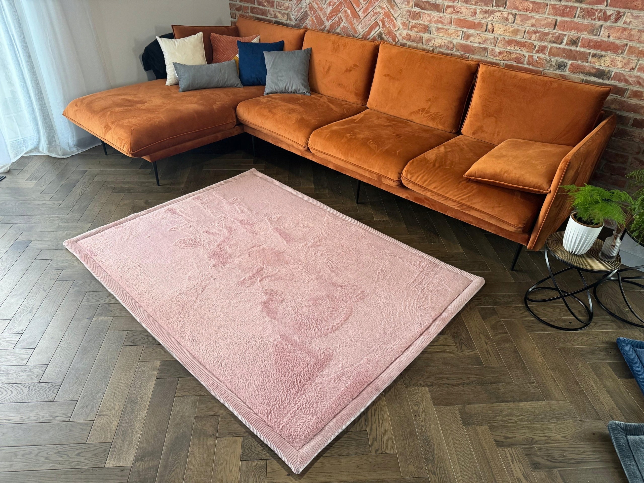 PUFFY SOFT PINK CARPET RABBIT 120X160 - THICK, PERFECT FOR ANY INTERIOR Product width 120 cm