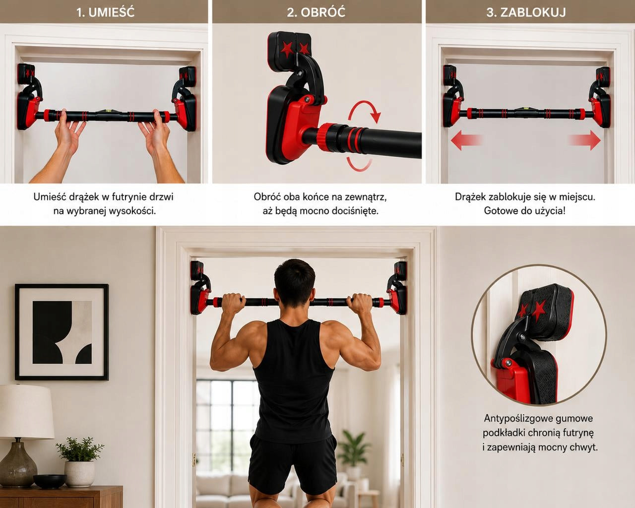 PULL-UP BAR ADJUSTABLE WITH LEVEL 70-100cm 200kg Model DD300