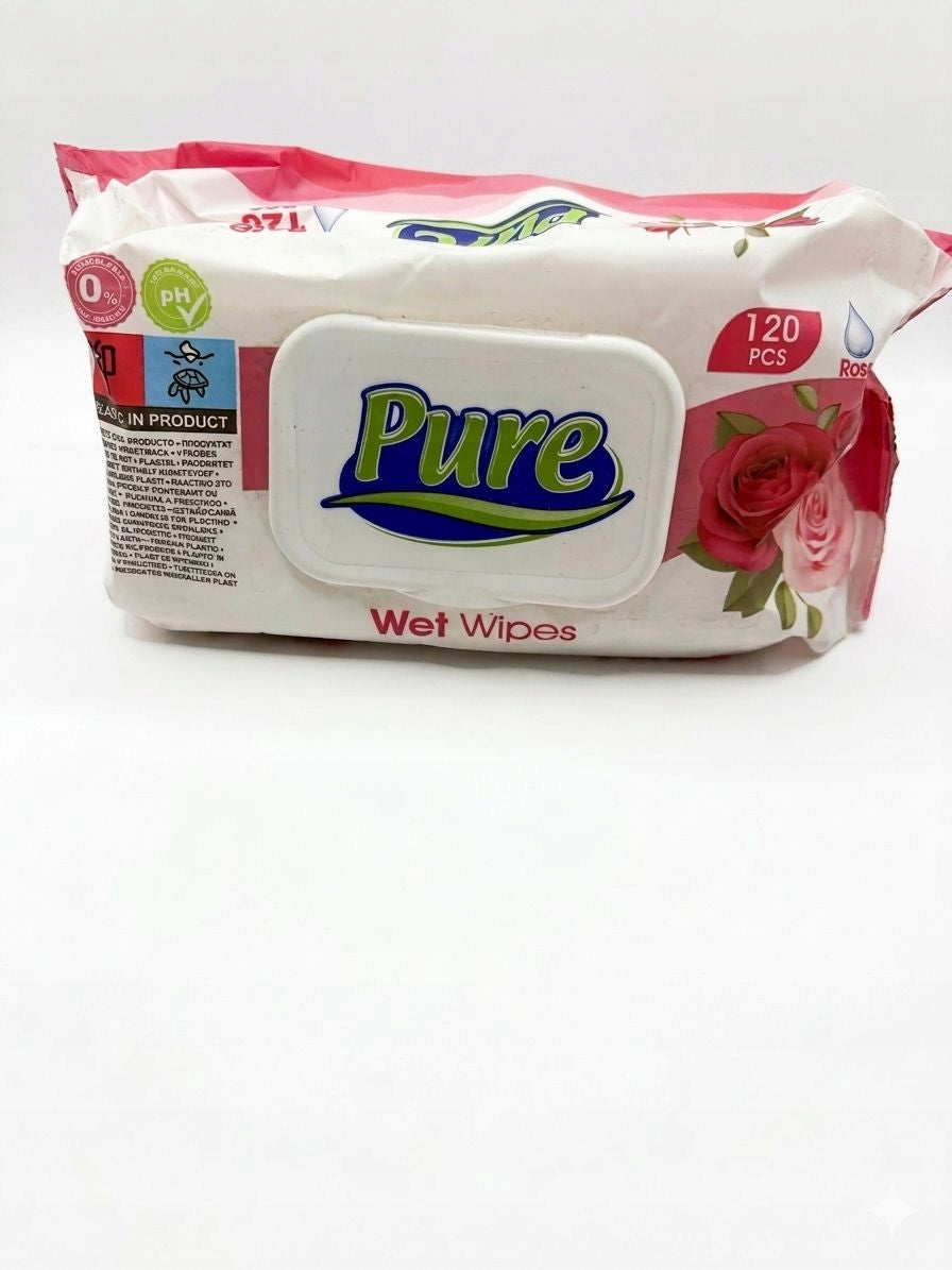 PURE ROSE WET WIPES 120pcs - Moisturizing wipes