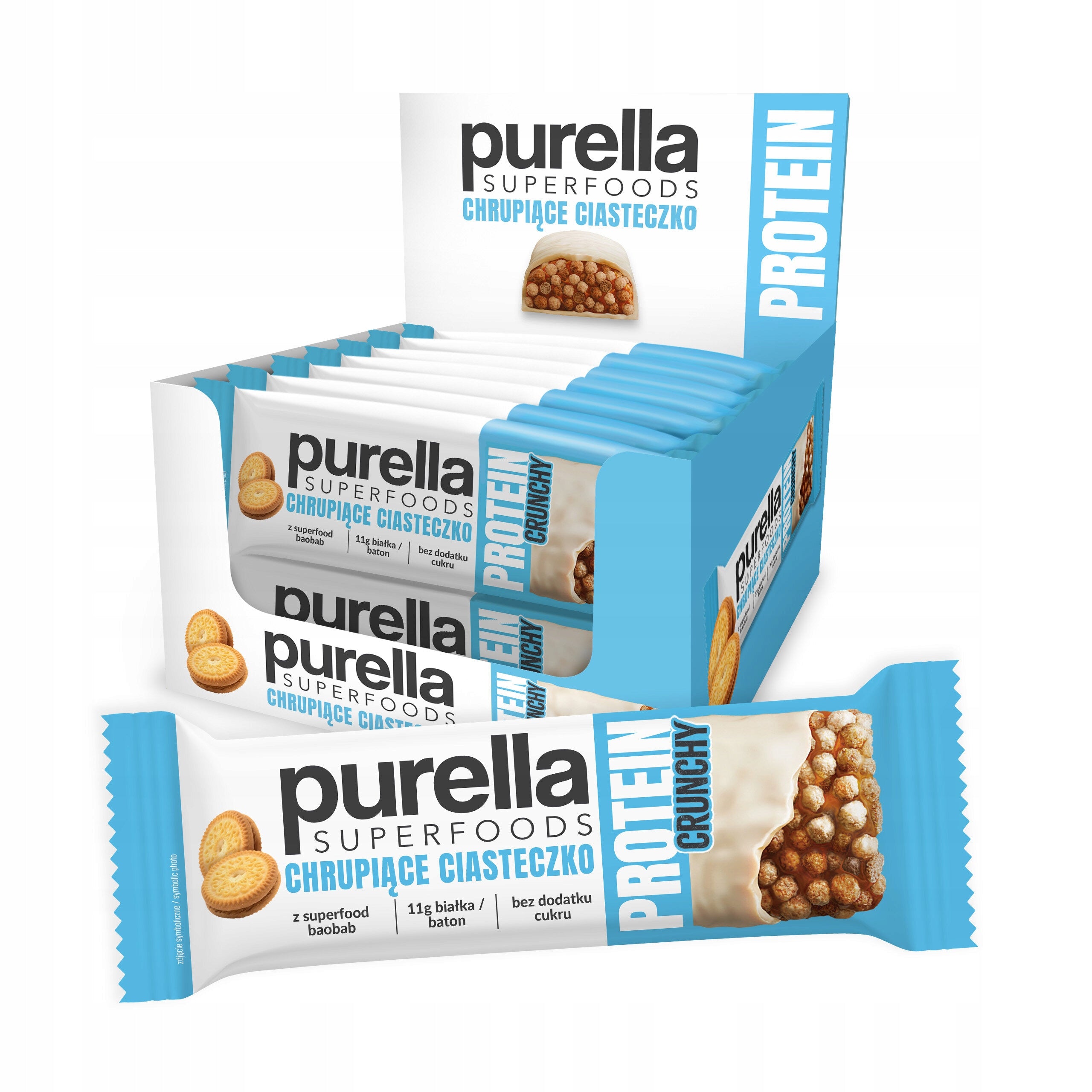 PURELLA Superfoods Protein Bar Crunchy Cookie (15 x 45 g) Expiration date not specified