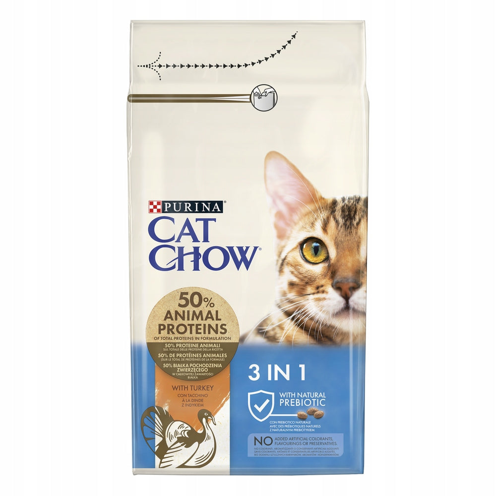 PURINA Cat Chow 3in1 Food Turkey Dry Cat Food 1,5kg
