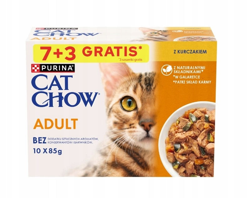PURINA Cat Chow Adult Cat Food Chicken/Zucchini in Jelly 10x85g