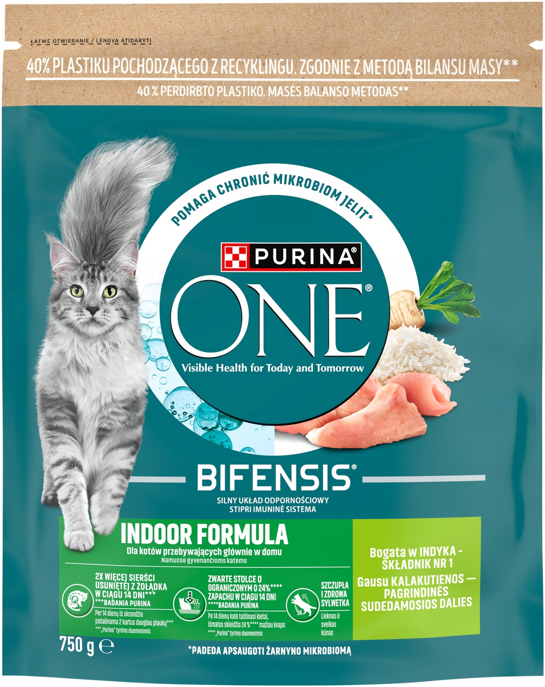 PURINA ONE INDOOR FORMULA Dry Cat Food with Turkey 750g