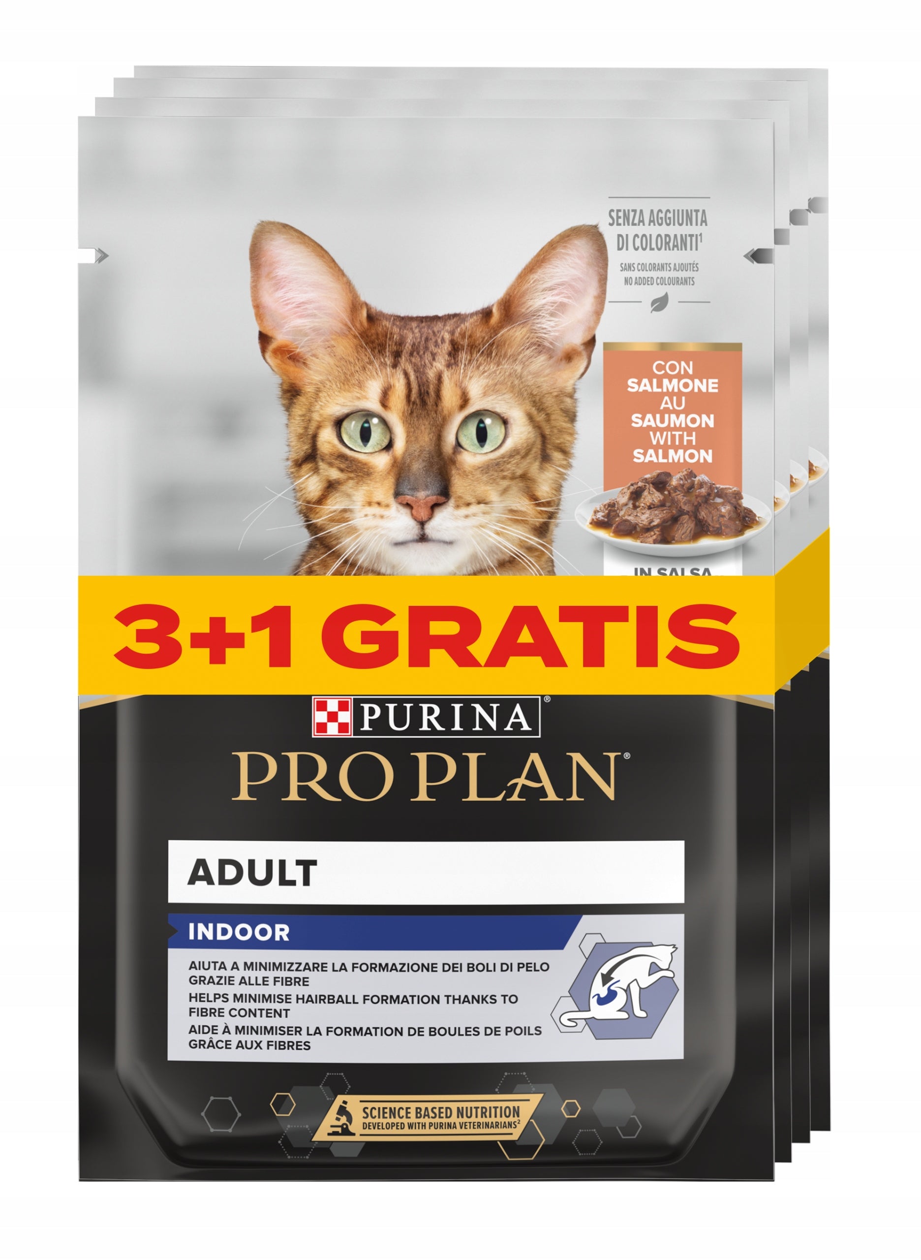 PURINA PRO PLAN INDOR WITH SALMON IN SAUCE 85G x 4 (3+1FREEBIE)