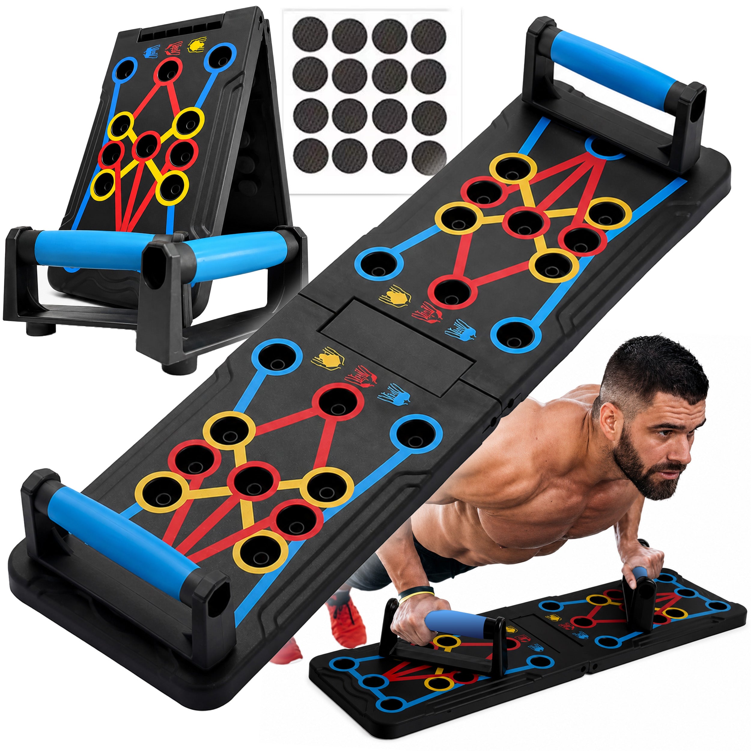 PUSH-UP BOARD + EXERCISE HANDLES PUSH-UP BOARD CAGES UP TO 136kg