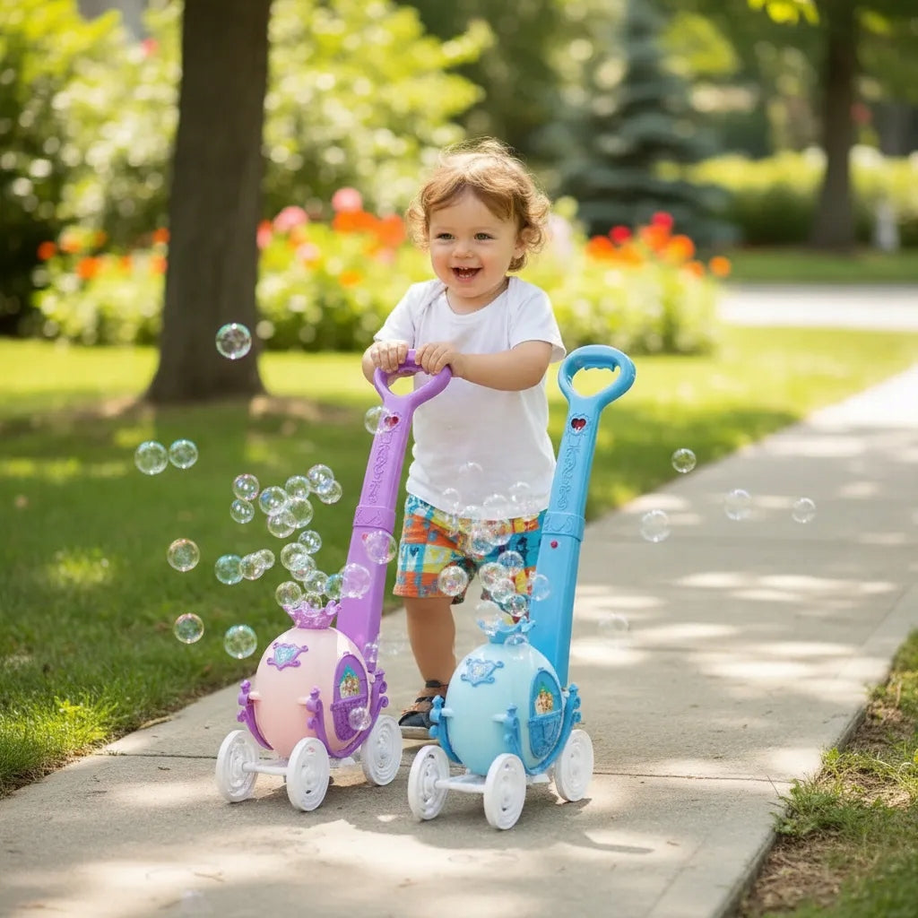 PUSHER SOAP BUBBLE MACHINE CARRIAGE BUBBLE MACHINE + BUBBLE LIQUID Brand Abeien