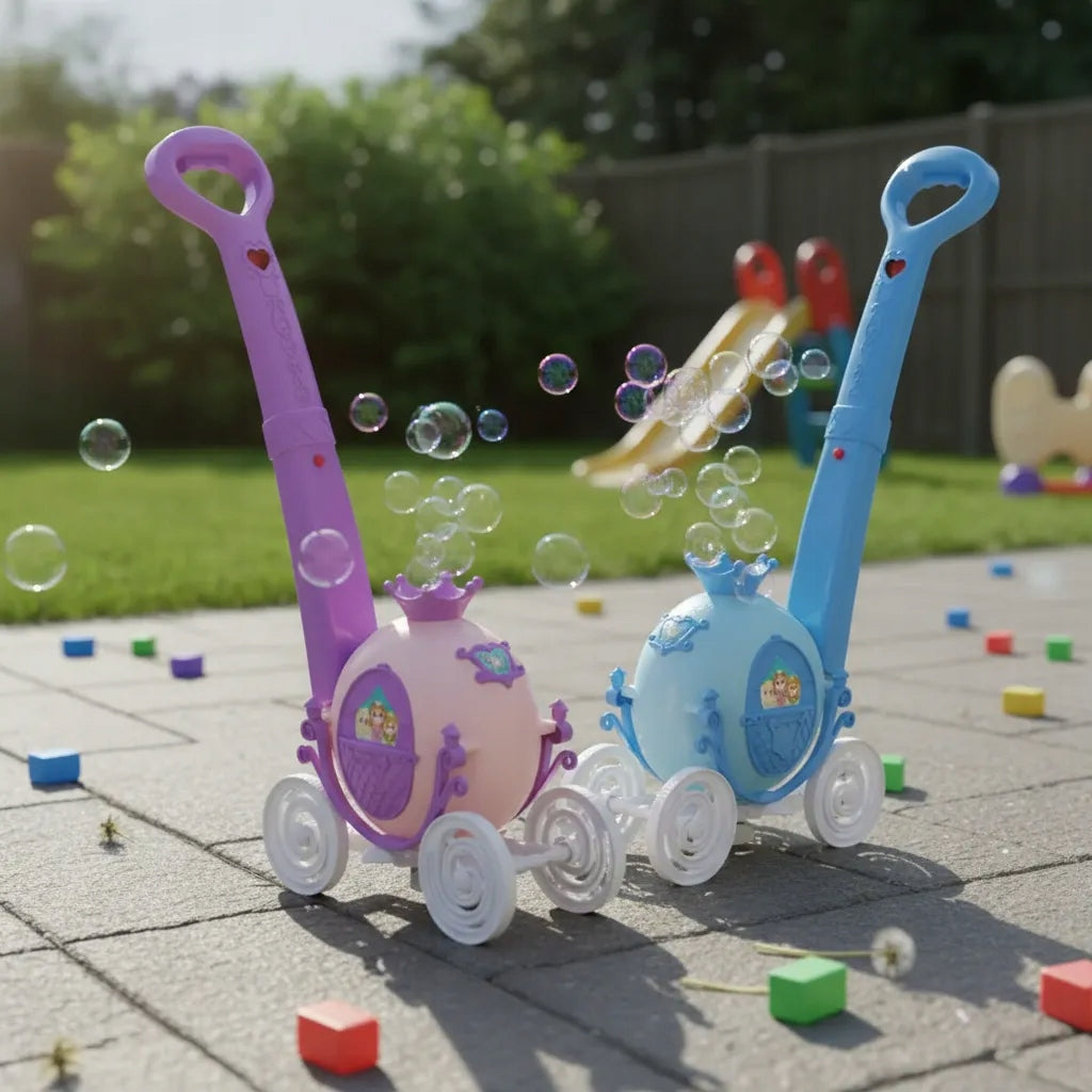 PUSHER SOAP BUBBLE MACHINE CARRIAGE BUBBLE MACHINE + BUBBLE LIQUID Kind machine