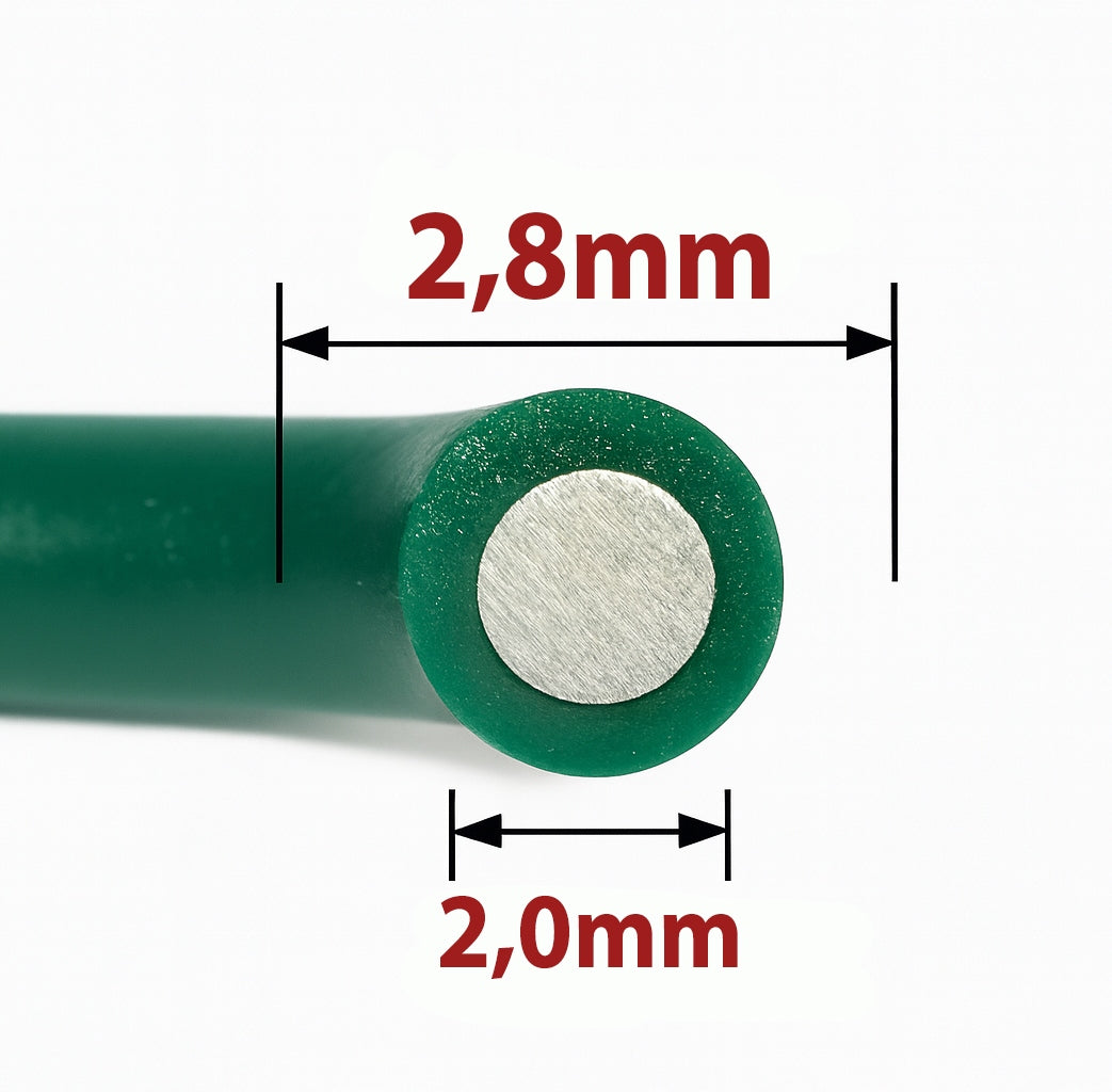 PVC COATED HORTICULTURAL TENSION WIRE FOR MESH 2,8 - 2,0MM 100M GREEN Kind Coated Tensioning