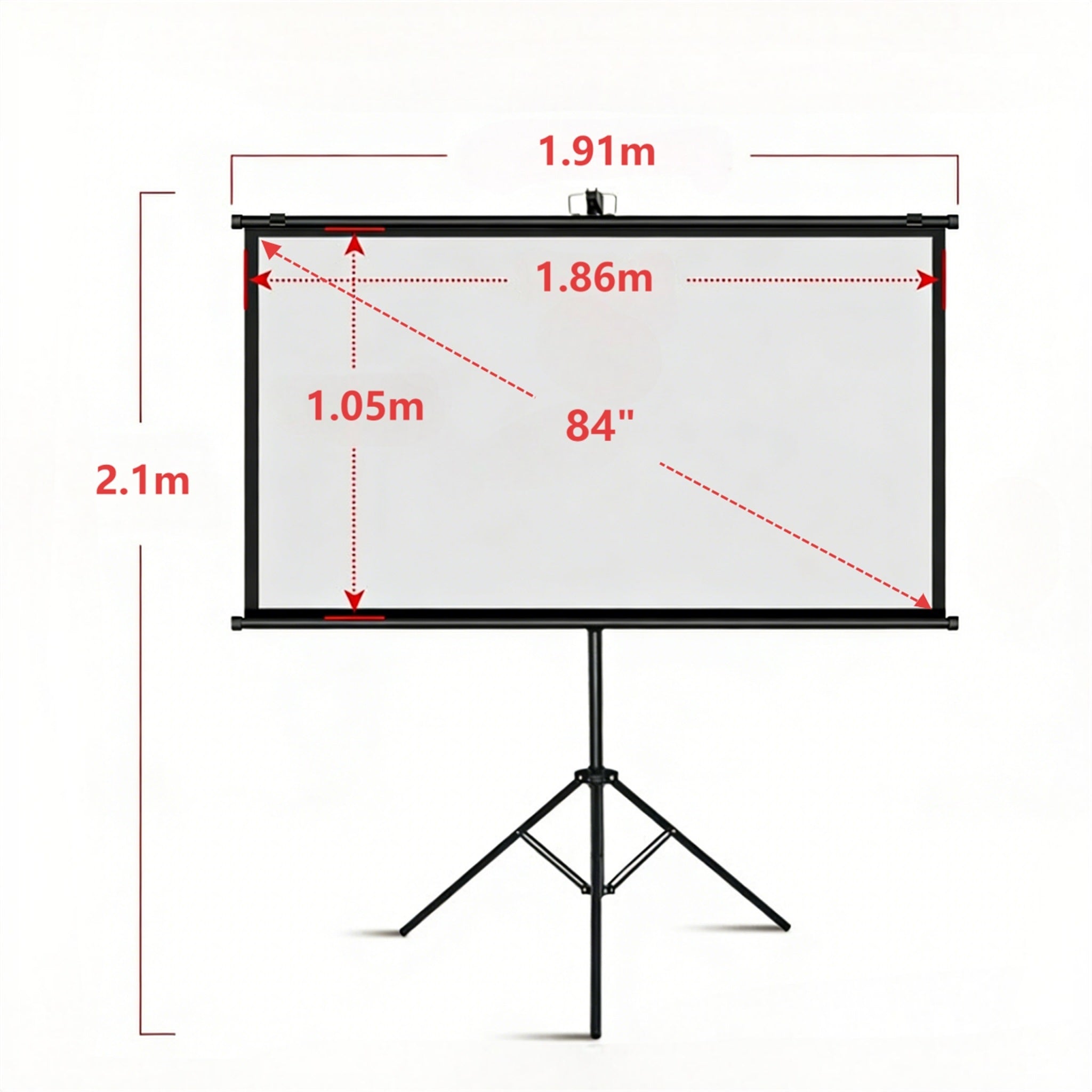 PVC MULTIMEDIA PROJECTION SCREEN ROLLED 84" 16:9 FULL HD 4K + TRIPOD Model YFDZ-6979382043025