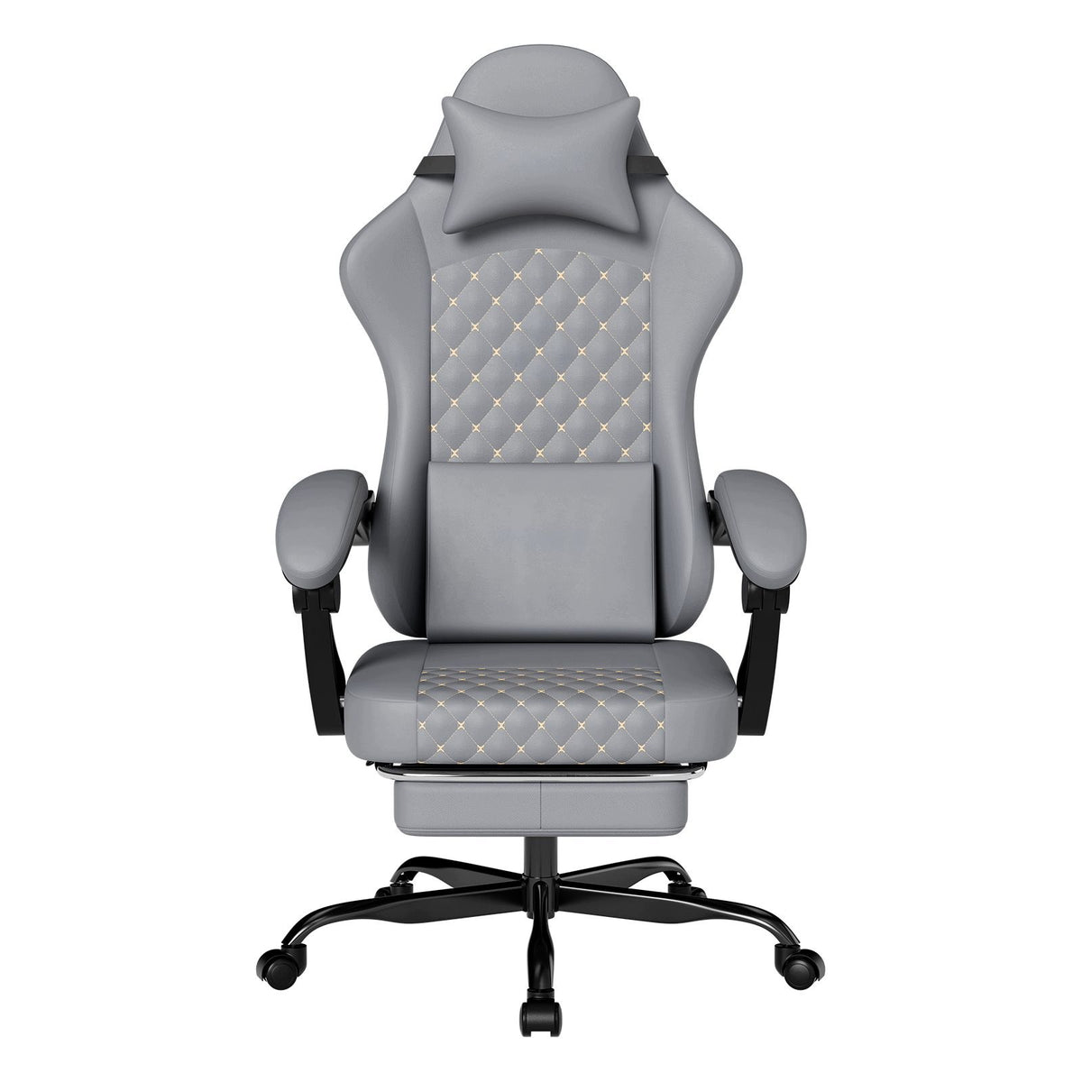 PVC gaming chair, massage, footrest, grey Furniture depth 58.5 cm