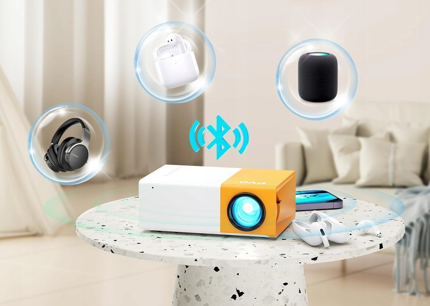 PVO Mini LED Projector For Kids Gift Cinema Home Outdoor Projector Packaging status original