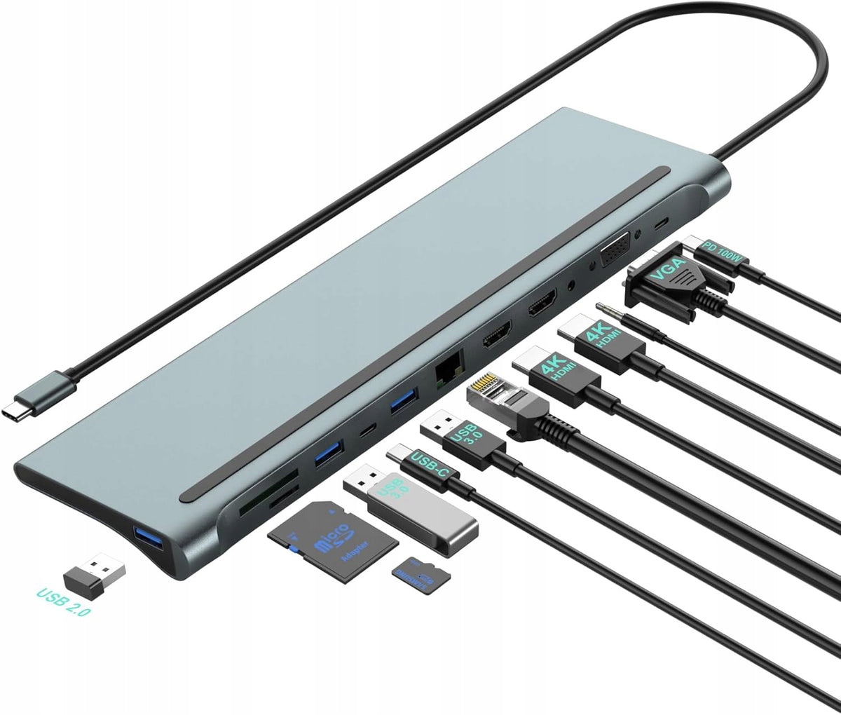 PWAYTEK USB-C Docking Station with 2 HDMI 4K Ports and Thunderbolt to Dw Hub
