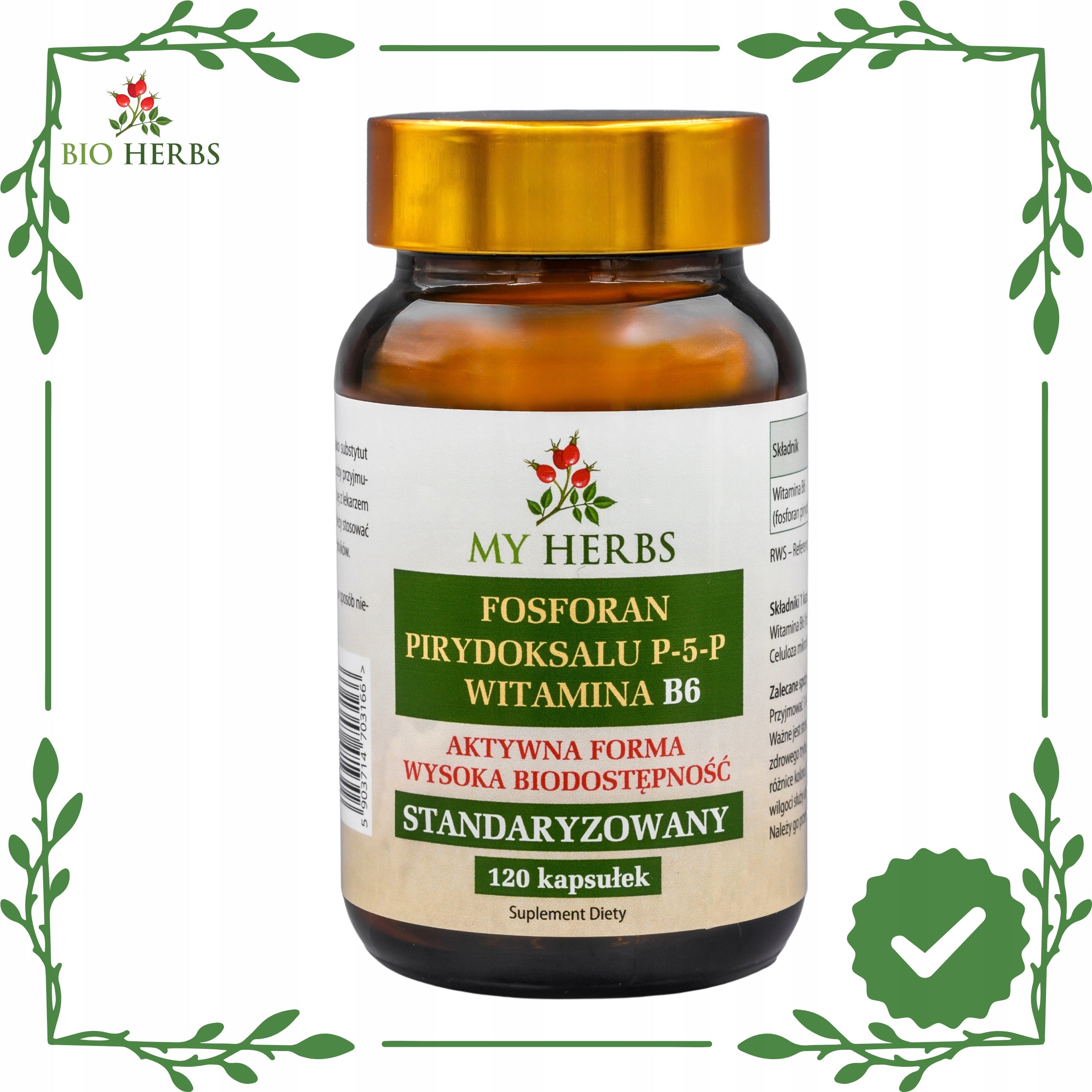 PYRIDOXAL PHOSPHATE P-5-P VIT B6 STANDARD ACTIVE FORM 120 KAPS Medical device no