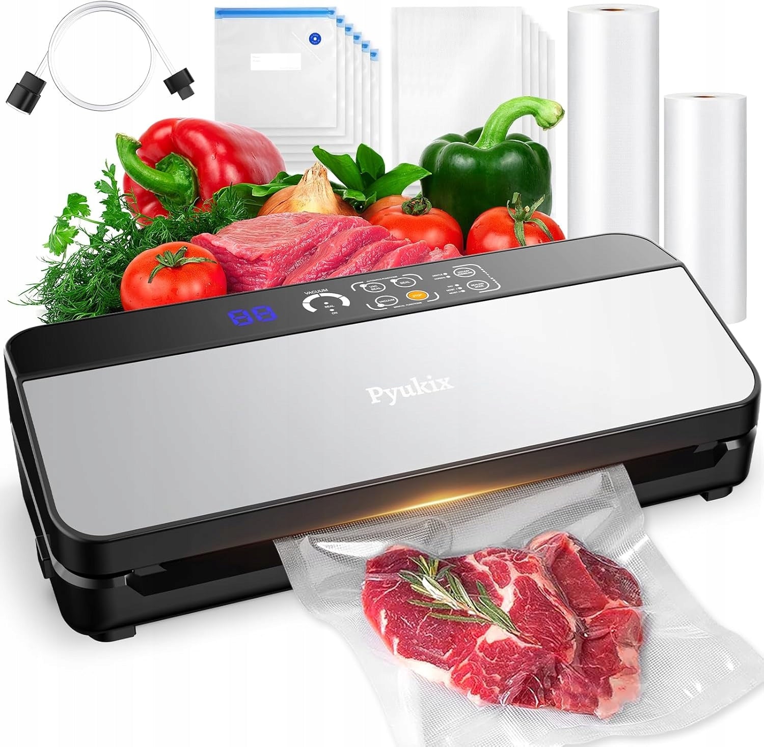 PYUKIX Vacuum Welding Machine, For Food 80KPA Automatic 8-in-1