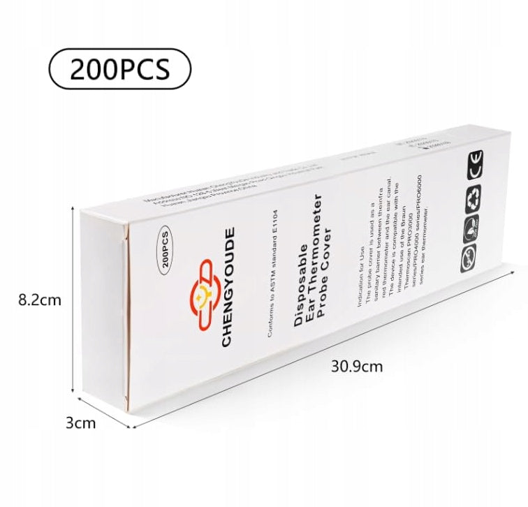 Pack of 200 Protective Pads for Fever Measuring Thermometer Packaging status original