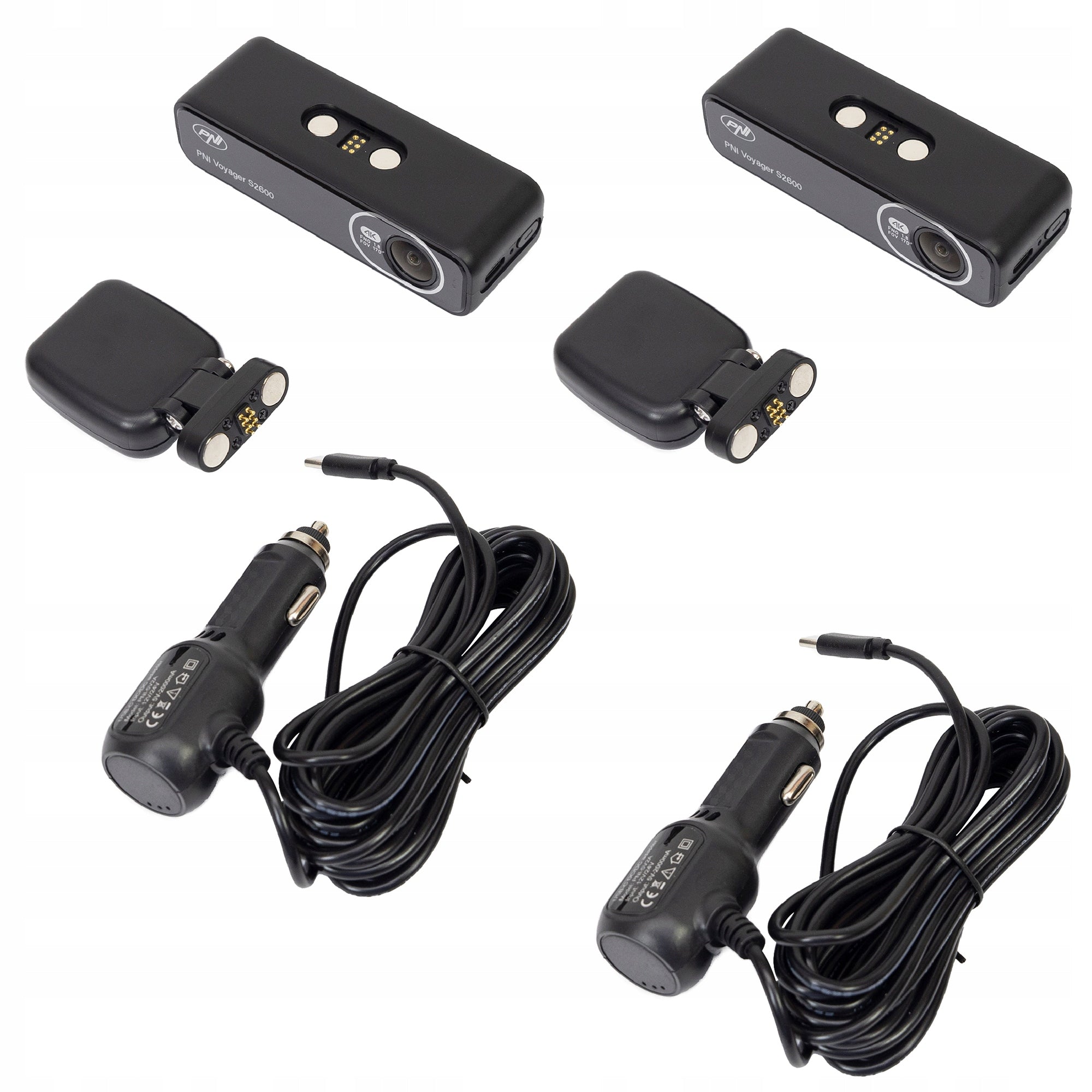 Package 2pcs Car DVR Camera PNI Voyager S2600 WiFi, 4K Ultra HD, Brand PNI