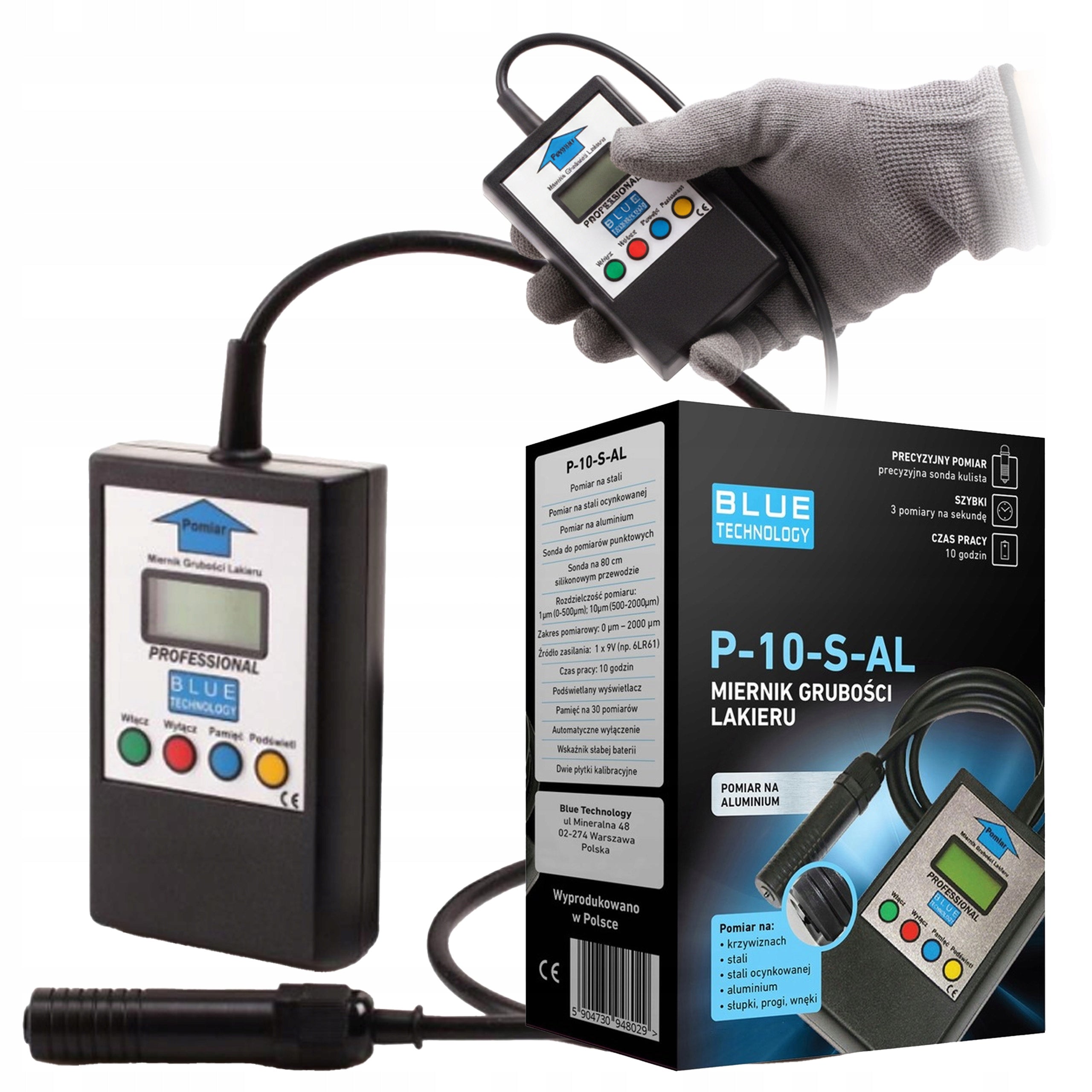 Paint thickness gauge spherical probe steel galvanized aluminum battery Polish