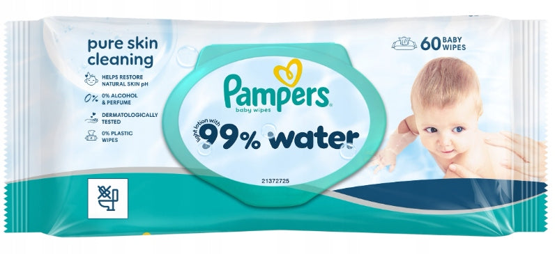 Pampers Aqua 99% Water Wet Wipes 12 x 60 Pack