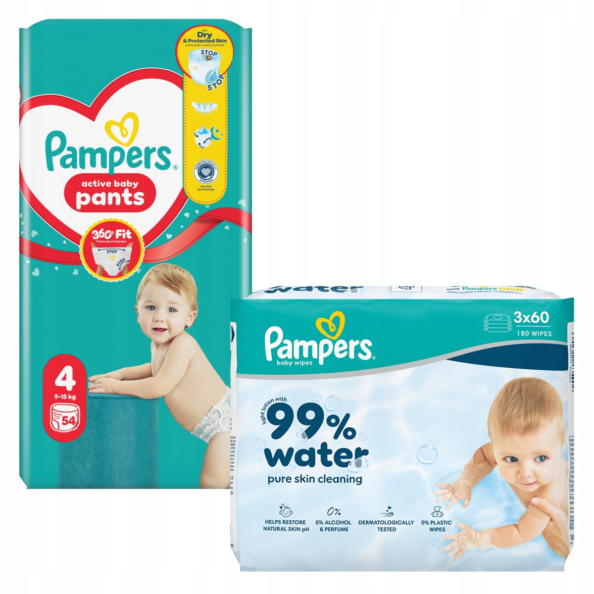 Pampers Diapers, size. 4, 52 pcs. + Harmonie Wipes 144pcs.