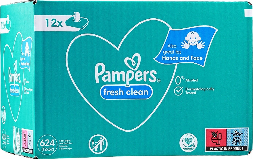 Pampers Fresh Clean 12 x 52 pcs. Wet wipes 624pcs. Medical device no