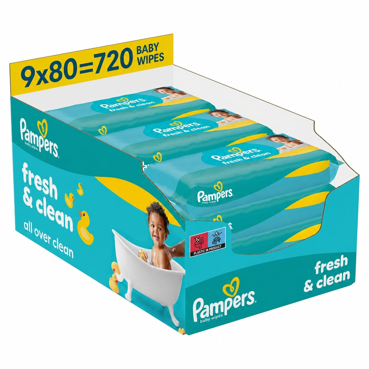 Pampers Fresh Clean Wet Wipes 9 x 80 = 720 Pack